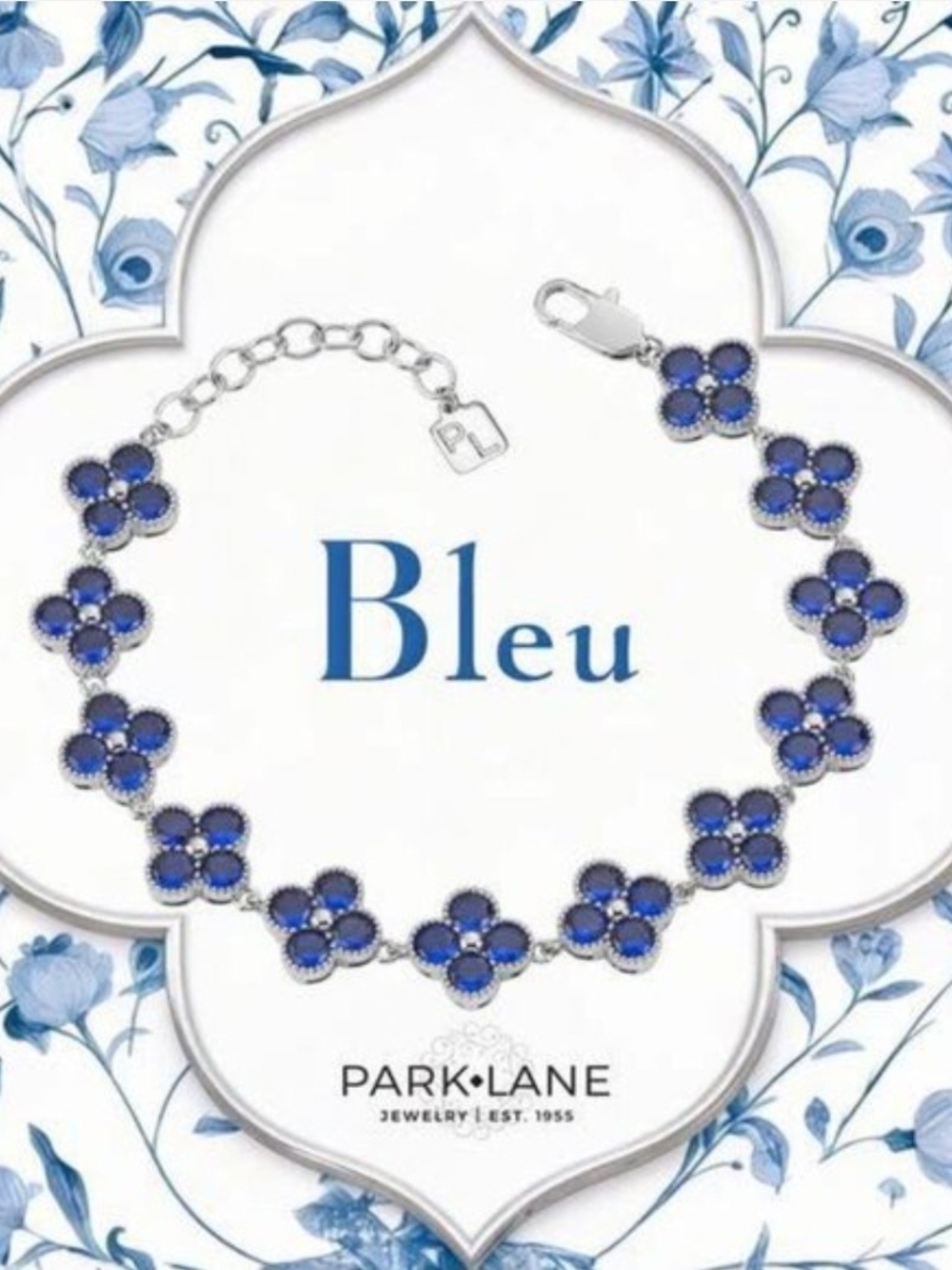 Park Lane Bleu Blue Floral Cluster Bracelet